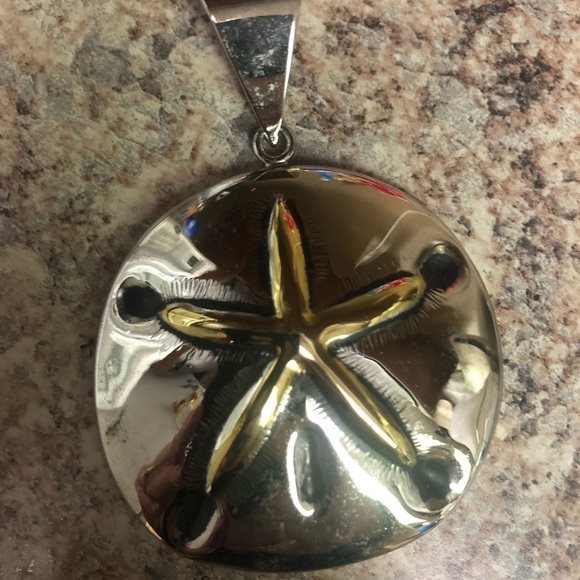 Silver and Gold Sand Dollar Pendant - Picture 3 of 5
